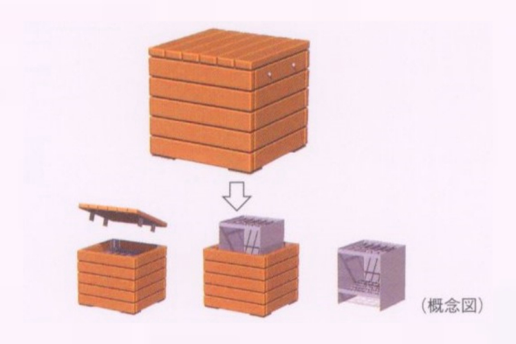 グランセンス吉川美南パークサイドコート・セントラルレジデンスのベンチ兼用非常用炊き出しかまど概念図